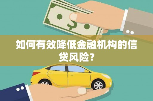 扶余如何有效降低金融机构的信贷风险？