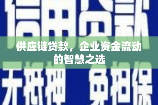 扶余供应链贷款，企业资金流动的智慧之选
