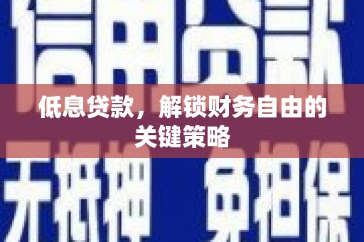 扶余低息贷款，解锁财务自由的关键策略