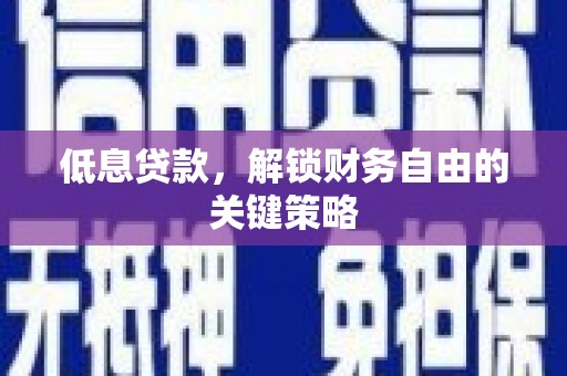 扶余低息贷款，解锁财务自由的关键策略