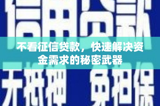 扶余不看征信贷款，快速解决资金需求的秘密武器
