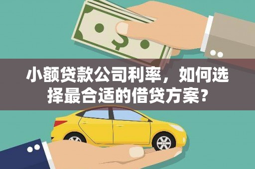 扶余小额贷款公司利率，如何选择最合适的借贷方案？