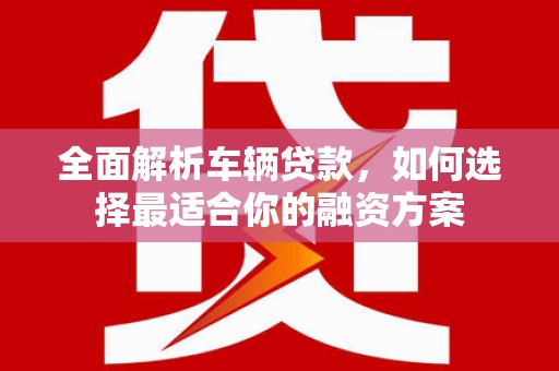 扶余全面解析车辆贷款，如何选择最适合你的融资方案